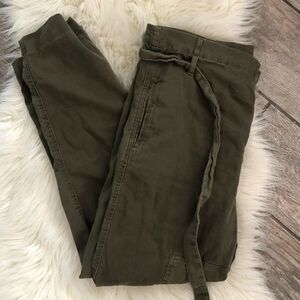 Zara Green High Rise Relaxed Fit Pants XS